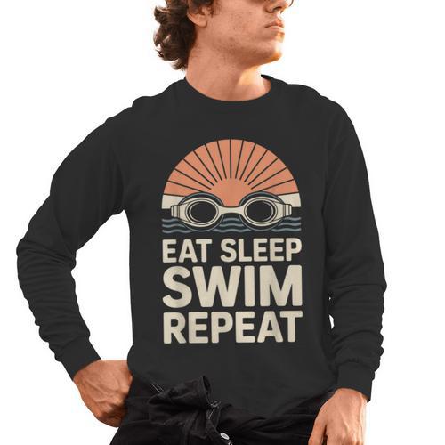 Eat Sleep Swim Repeat Swimmer Swimming Men's Long Sleeve T-Shirt - SwimGear Co