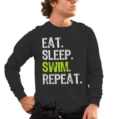 Eat Sleep Swim Repeat Swimming Swimmer Cool Men's Long Sleeve T-Shirt - SwimGear Co