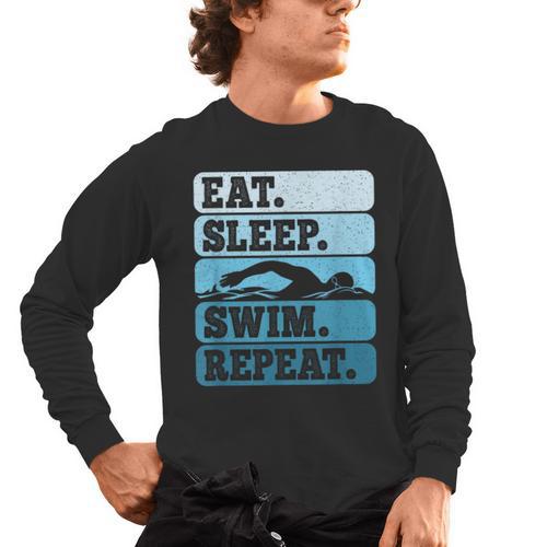 Eat Sleep Swim Vintage Swimming Lover Swimmer Men Women Men's Long Sleeve T-Shirt - SwimGear Co