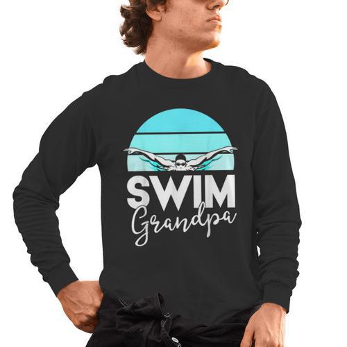 Grandpa Papa Swimming Meet Swimmer Swim Team Shirt Men's Long Sleeve T-Shirt - SwimGear Co