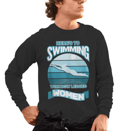 Here's To Swimming With Bow Legged Women Vintage Style Men's Long Sleeve T-Shirt - SwimGear Co