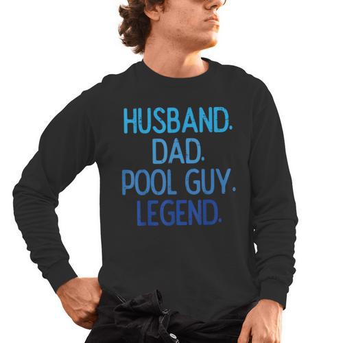 Husband Dad Pool Guy Legend Fathers Day Swimming Papa Men's Long Sleeve T-Shirt - SwimGear Co
