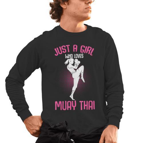 Just a Girl Who Loves Muay Thai Kids Girls Men's Long Sleeve T-Shirt - Nak Muay Co.