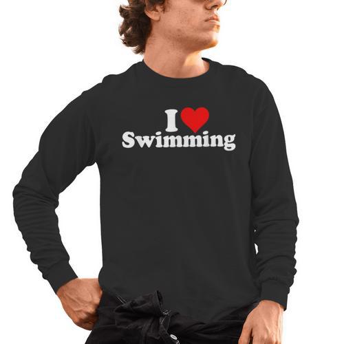 I LOVE HEART SWIMMING Men's Long Sleeve T-Shirt - SwimGear Co