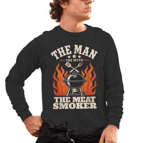Man Myth Meat Smoker Legend BBQ Dad Men's Long Sleeve T-Shirt - BBQ Dad Merch
