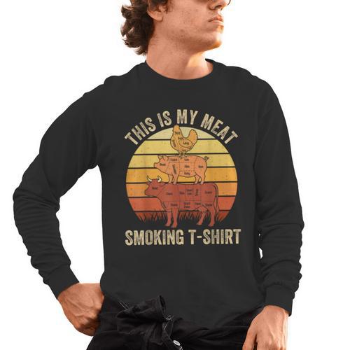 This Is My Meat Smoking Tee BBQ Dad Barbeque Smoker Men's Long Sleeve T-Shirt - BBQ Dad Merch