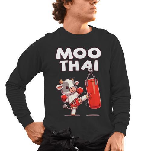 Moo Thai Muay Thai Cow Thai Boxing For Kids Muay Thai Men's Long Sleeve T-Shirt - Nak Muay Co.