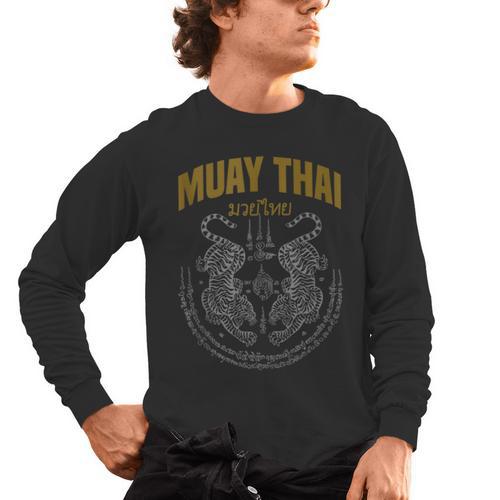 Muay Thai Art Twin Tigers Muay Thai Fighter MMA Martial Arts Men's Long Sleeve T-Shirt - Nak Muay Co.
