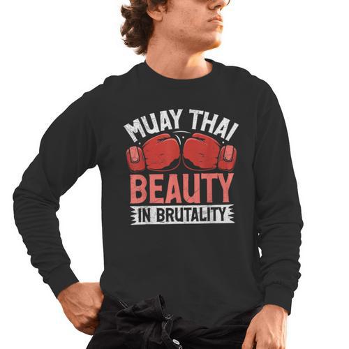 Muay Thai Beauty In Brutality Muay Thai Men's Long Sleeve T-Shirt - Nak Muay Co.