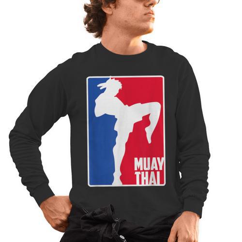 Muay Thai Fighter Retro Kickboxing Training MMA Men's Long Sleeve T-Shirt - Nak Muay Co.