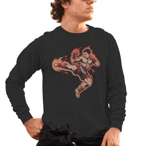 Muay Thai Mongkol Headband Minimal Clean Art Fighter Men's Long Sleeve T-Shirt - Nak Muay Co.