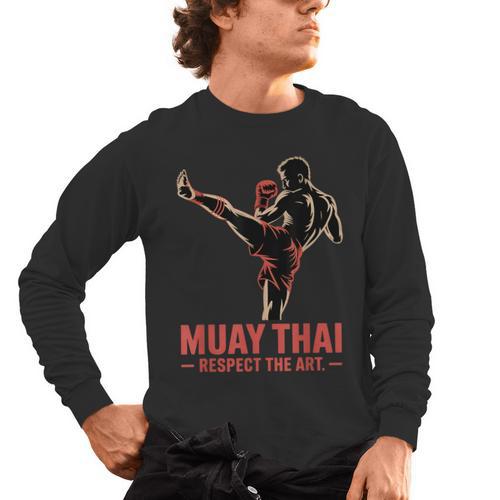 Muay Thai Respect The Art Martial Arts Kickboxing MMA Men's Long Sleeve T-Shirt - Nak Muay Co.