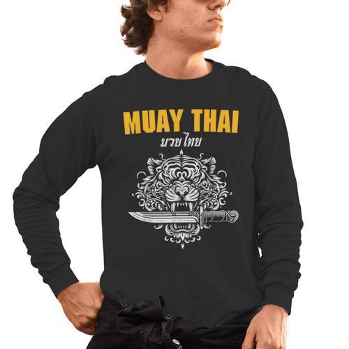 Muay Thai Sak Yant MMA Tattoo Tiger Lion Knife Martial Art Men's Long Sleeve T-Shirt - Nak Muay Co.