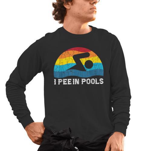 I Pee In Pools Swimmer Swimming Coach Player Graphic Men's Long Sleeve T-Shirt - SwimGear Co