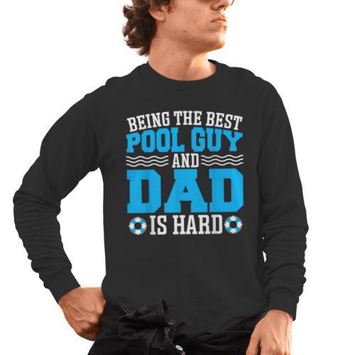 Pool Guy And Pool Dad Men Swimming Pool Owner Men's Long Sleeve T-Shirt - SwimGear Co