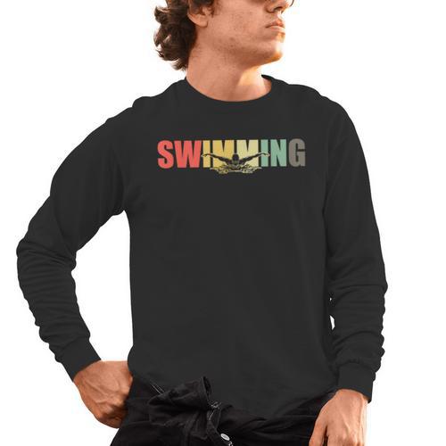 Retro Swimming Vintage Swimming Swimmer Men's Long Sleeve T-Shirt - SwimGear Co