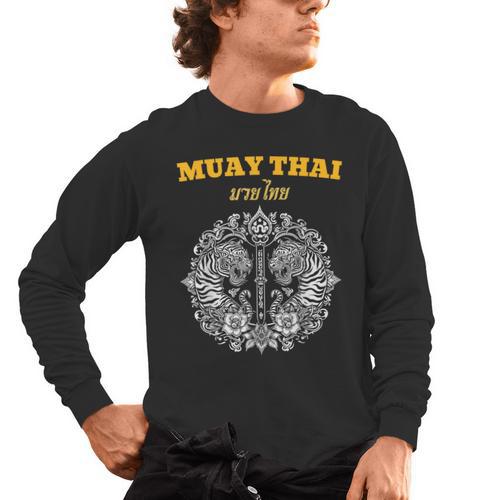 Sak Yant Muay Thai Art Tattoo Twin Tiger Kickboxing Thailand Men's Long Sleeve T-Shirt - Nak Muay Co.