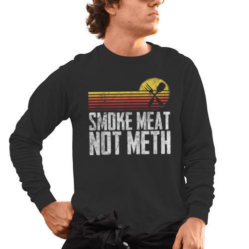 Smoke Meat Not Meth Grilled BBQ Dad Brisket Grilling Men's Long Sleeve T-Shirt - BBQ Dad Merch
