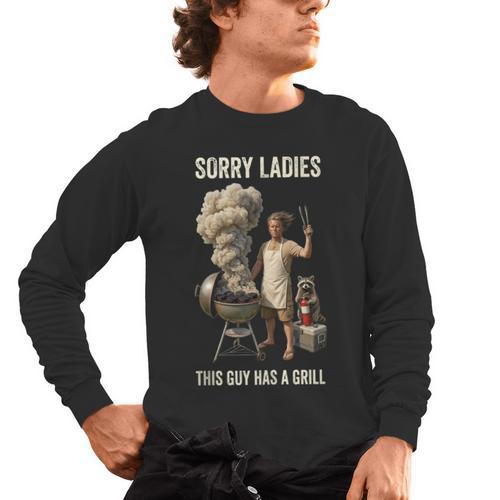 Sorry Ladies This Guy Has A Grill BBQ Dad Men Lover Men's Long Sleeve T-Shirt - BBQ Dad Merch