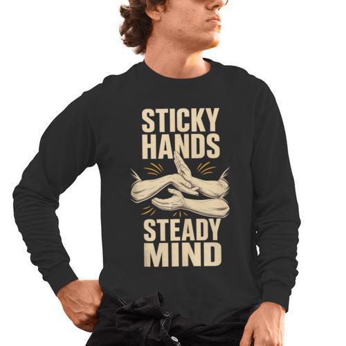 Sticky Hands Steady Mind Muay Thai Boxing Sleeveless Men's Long Sleeve T-Shirt - Nak Muay Co.