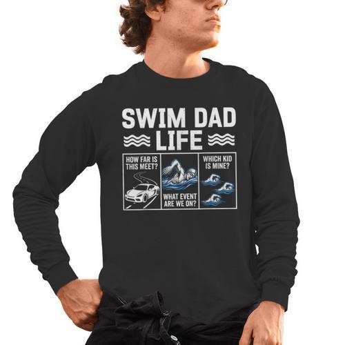 Swim Dad Life Swimmer Father's Day Swimming Daddy Men's Long Sleeve T-Shirt - SwimGear Co