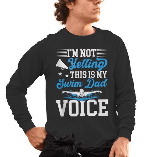 Swim Dad Voice Swimming Dad Of A Swimmer Father Men's Long Sleeve T-Shirt - SwimGear Co