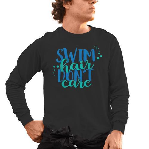 Swim Hair Dont Care Swimming Attitude T Shirt Men's Long Sleeve T-Shirt - SwimGear Co