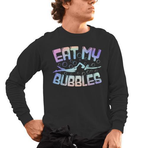 Swimming Eat My Bubbles Swim Watercolour Men's Long Sleeve T-Shirt - SwimGear Co