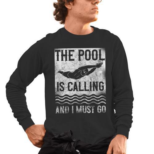 Swimming Swimmer Swim The Pool Is Calling Vintage Men's Long Sleeve T-Shirt - SwimGear Co