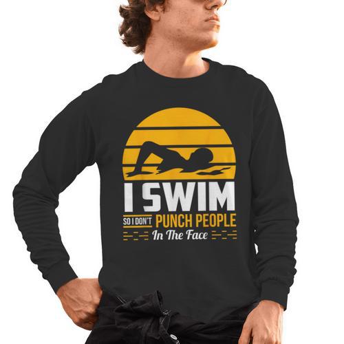 Swimming Swimmer Swim Team So I Don't Punch Men's Long Sleeve T-Shirt - SwimGear Co