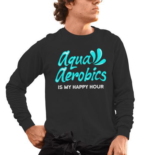 Swimming Water Aerobics Lover Aqua Aerobics Is My Happy Hour Men's Long Sleeve T-Shirt - SwimGear Co