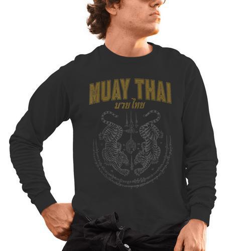 Twin Tiger Sak Yant Muay Thai Men's Long Sleeve T-Shirt - Nak Muay Co.