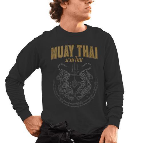 Twin Tiger Sak Yant Muay Thai Tank Top Men's Long Sleeve T-Shirt - Nak Muay Co.