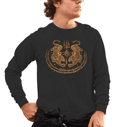 Twin Tiger Sak Yant Tattoo Muay Thai Thai Martial Arts Men's Long Sleeve T-Shirt - Nak Muay Co.