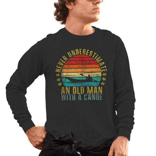 Never Underestimate An Old Man With a Canoe Retro Sleeveless Men's Long Sleeve T-Shirt - Paddle Life