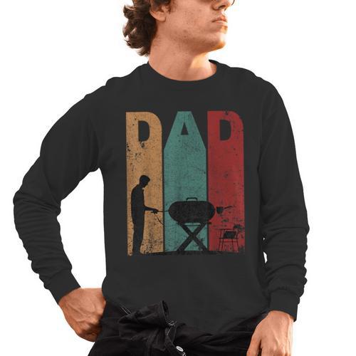 Vintage BBQ Dad Silhouette Father's Day Retro Men's Long Sleeve T-Shirt - BBQ Dad Merch
