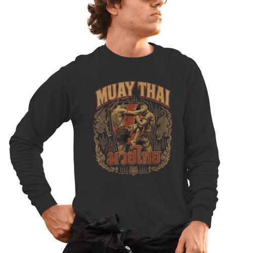 Vintage Muay Thai Thai Boxing Nak Muay Fighter Art Men's Long Sleeve T-Shirt - Nak Muay Co.