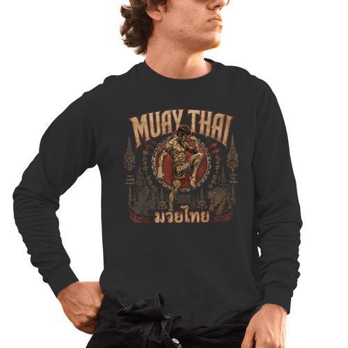 Vintage Muay Thai Wai Kru Thai Boxing Ritual Art Men's Long Sleeve T-Shirt - Nak Muay Co.