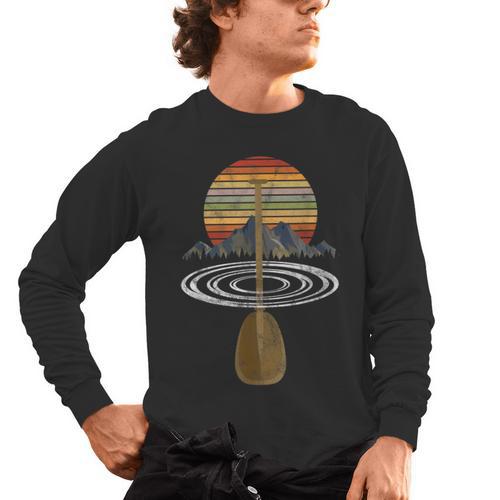 Vintage Retro Canoe Paddle & Mountains Rafting Men's Long Sleeve T-Shirt - Paddle Life