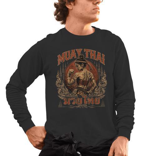 Weathered Muay Thai Fighter Thai Boxing Warrior Art Men's Long Sleeve T-Shirt - Nak Muay Co.