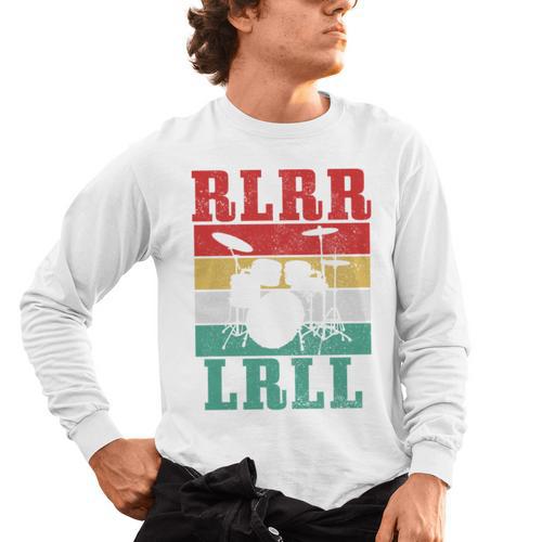 Drummer RLRR LRLL Vintage Drum Kit Sweatshirt Men's Long Sleeve T-Shirt - Downbeat Supply