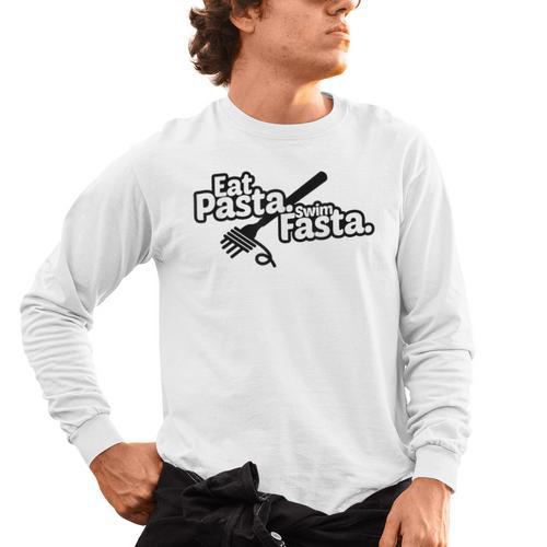 Eat Pasta Swim Fasta Swimmer Tshirt Swimming Men's Long Sleeve T-Shirt - SwimGear Co