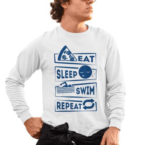 Eat Sleep Swimming Repeat Swimming Men's Long Sleeve T-Shirt - SwimGear Co