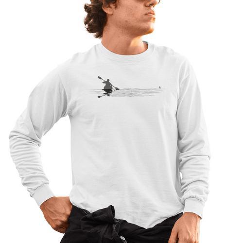 Kayaking Graphic Kayak Figure Kayaker Canoe Paddling Men's Long Sleeve T-Shirt - Paddle Life
