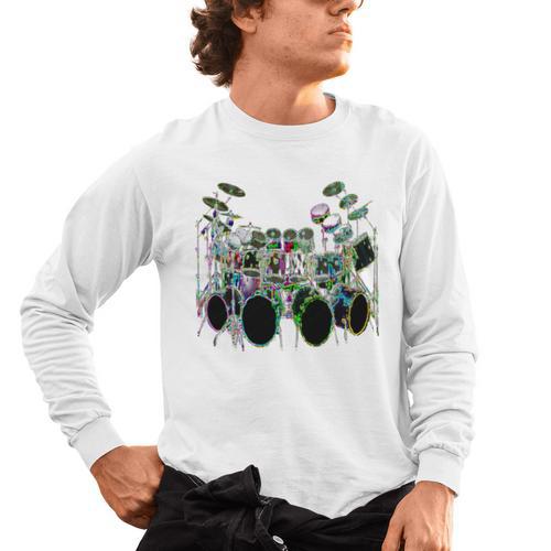 Large Drum Kit With Many Drums Men's Long Sleeve T-Shirt - Downbeat Supply