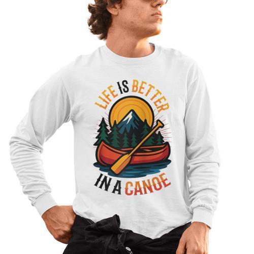 Life Is Better In A Canoe Canoeing Raglan Baseball Tee Men's Long Sleeve T-Shirt - Paddle Life