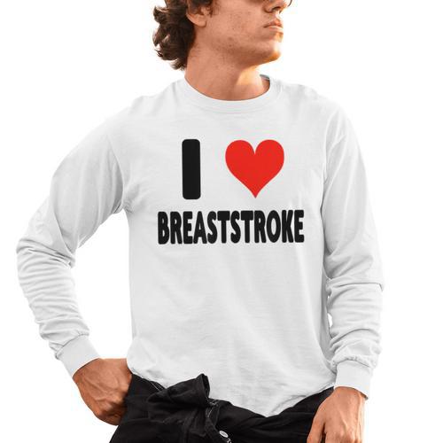 I Love Breaststroke Heart Swim Swimmer Pool Swimming Men's Long Sleeve T-Shirt - SwimGear Co