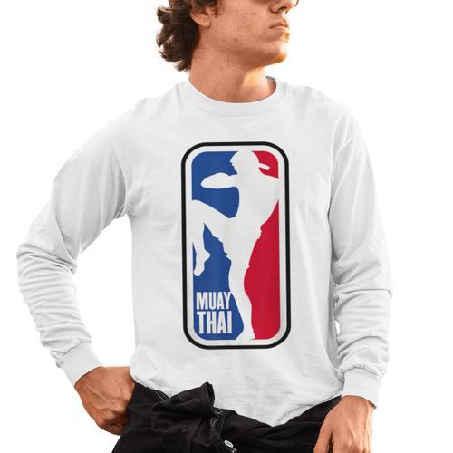 Muay Thai Fighter Retro Kickboxing MMA Training Men's Long Sleeve T-Shirt - Nak Muay Co.
