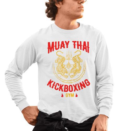 Muay Thai Tiger Kickboxing Gym MMA Street Fight Kickboxing Men's Long Sleeve T-Shirt - Nak Muay Co.