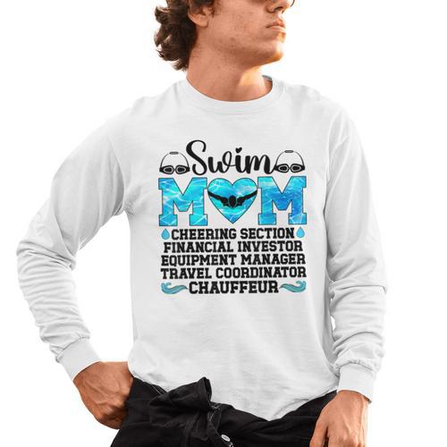 Swim Mom Definition Swimming Mother Of A Swimmer Mom Men's Long Sleeve T-Shirt - SwimGear Co